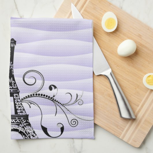 Serviette violette Eiffel Flourdissante Serviette  (Quart Plié)