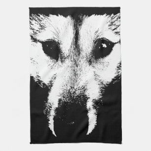 Serviette Wolf Pup Wild Husky Chien Serviette thé
