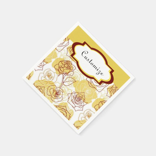 Servietten met gele rozen voor vriendschap & vreug servet (Hoek)