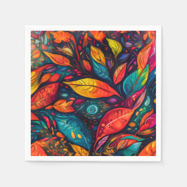 Servietten mit  farbenfrohem Blättermotiv Servet