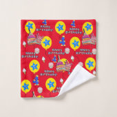 Serviettes, #4 Joyeux 4e anniversaire Rouge (Gant de toilette)