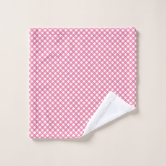 Serviettes à carreaux rose et blanc (Gant de toilette)