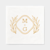 Serviettes à l'étampe Foil de style rétro à fleurs (Recto)