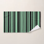 Serviettes à rayures modernes en noir et vert Sage (Serviette à main)