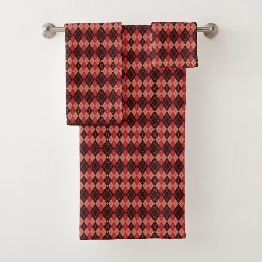 Serviettes avec un motif argyle rouge et noir