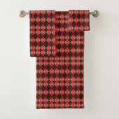 Serviettes avec un motif argyle rouge et noir (En situation)