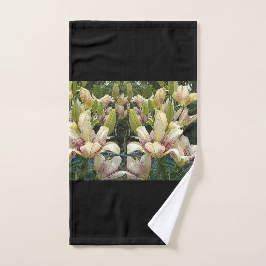 Serviettes blanches Lys Black Trim Set (Serviette à main)