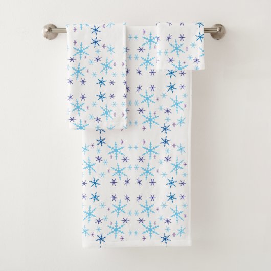 Serviettes bleues et blanches de Bath de motif de (En situation)