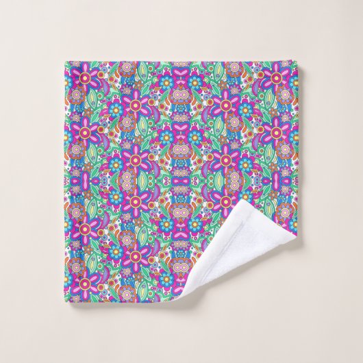 Serviettes colorées à motifs (Gant de toilette)