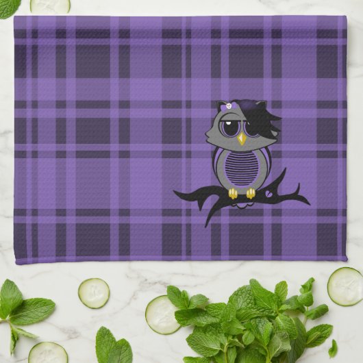 Serviettes Cute Owl et Plaid Kitchen (Plié)