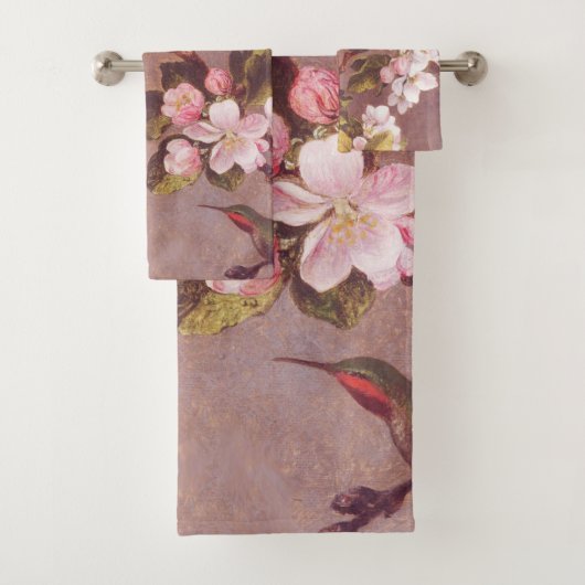 Serviettes de bain à branche de fleurs de cerisier (En situation)