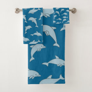 Serviettes de bain à motif de dauphins joueurs
