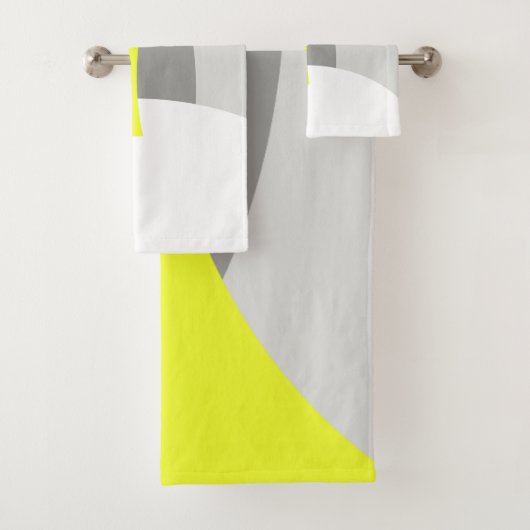 Serviettes de bain Abstrait gris jaune (En situation)