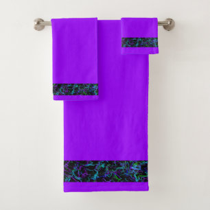 Serviettes de bain Abstrait violet, noir et bleu