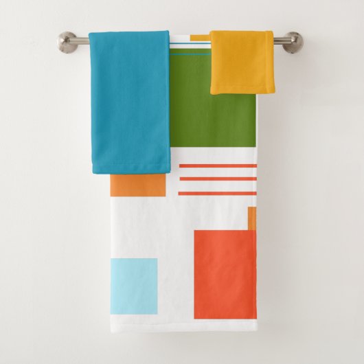 Serviettes de bain Abstraites rectangles et lignes (En situation)