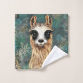 Serviettes de bain amusantes avec Curious Baby Lla (Gant de toilette)