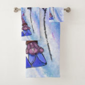 Serviettes de bain amusantes avec skieur Flamant r (En situation)