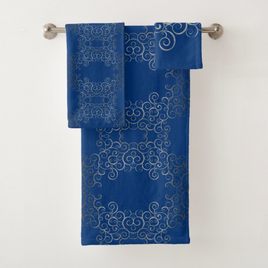 Serviettes de bain arabesques Argent (En situation)