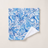Serviettes De Bain Aux Fleurs Bleues (Gant de toilette)