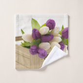 Serviettes de bain aux tulipes violettes et blanch (Gant de toilette)