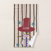 Serviettes de bain beige de Noël, Snowman (Serviette à main)
