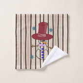 Serviettes de bain beige de Noël, Snowman (Gant de toilette)