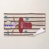 Serviettes de bain beige de Noël, Snowman (Serviette à main)