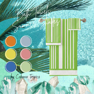 Serviettes de bain blanches et chaux vert