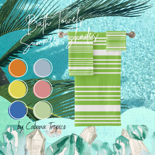 Serviettes de bain blanches et chaux vert