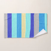 Serviettes de bain bleu et or rayées (Serviette à main)