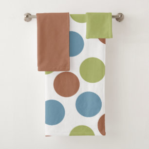 Serviettes de bain bleu, vert et Brown