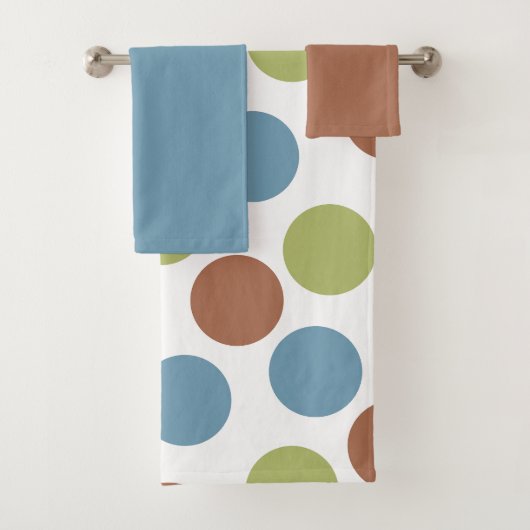 Serviettes de bain bleu, vert et Brown (En situation)