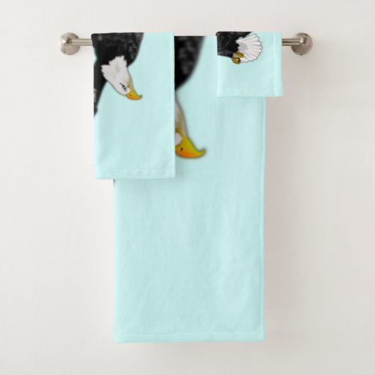 Serviettes de bain bleues à aigle bleu gonflable - (En situation)