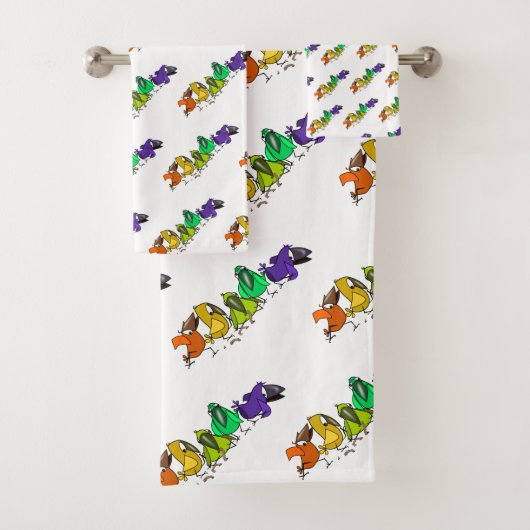 Serviettes de bain colorées pour oiseaux (En situation)