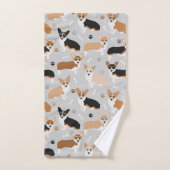 Serviettes de bain Corgi Dog Paws et os (Serviette à main)