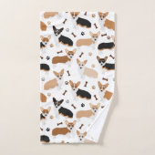 Serviettes de bain Corgi Dog Paws et os (Serviette à main)