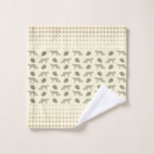 Serviettes de bain Crème Feuille moderne & Motif T (Gant de toilette)