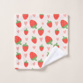 Serviettes de bain de fraises et de coeurs (Gant de toilette)