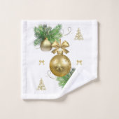 Serviettes de bain de Noël, Boules d'or (Gant de toilette)