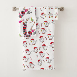 Serviettes de bain de Noël, Chats, Poussins, Snowm