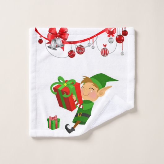 Serviettes de bain de Noël, Elfe (Gant de toilette)