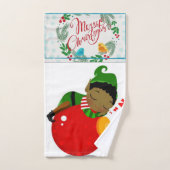 Serviettes de bain de Noël, Elfe africain (Serviette à main)