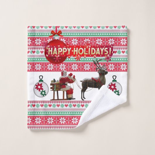 Serviettes de bain de Noël, Joyeuses vacances (Gant de toilette)