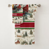 Serviettes de bain de Noël Monogrammé du Père Noël (En situation)