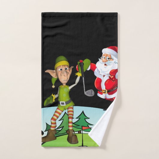 Serviettes de bain de Noël, Père Noël Golf (Serviette à main)