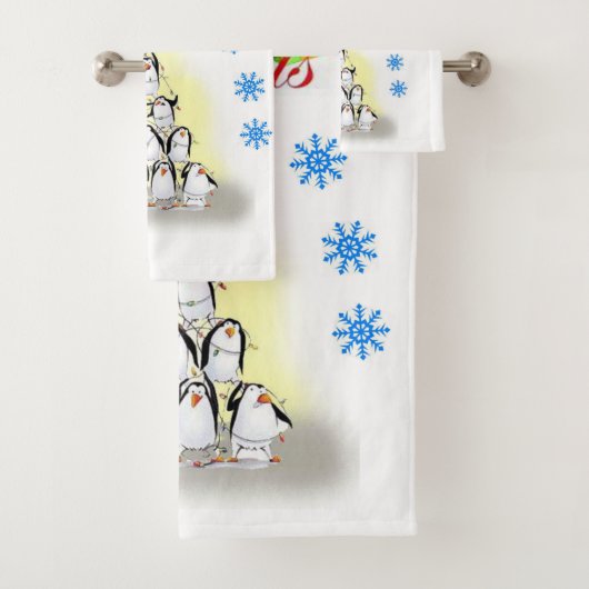 Serviettes de bain de Noël, Pingouin (En situation)
