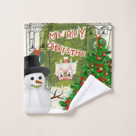 Serviettes de bain de Noël, Snowman (Gant de toilette)