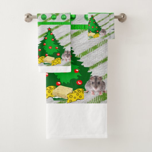 Serviettes de bain de Noël, souris (En situation)