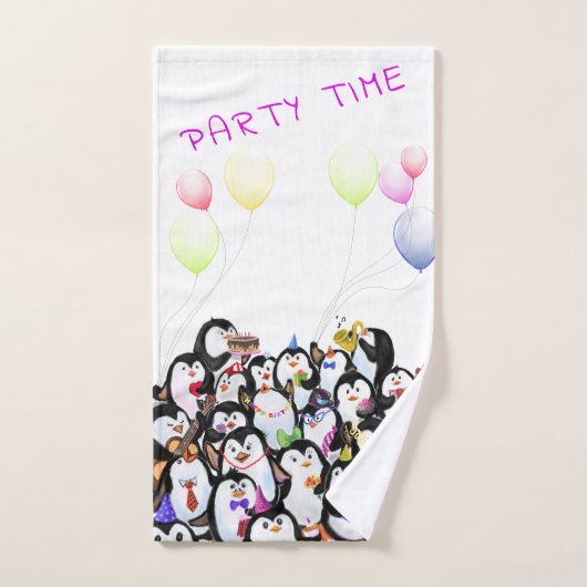 Serviettes de bain de pingouins joyeux - Texte per (Serviette à main)