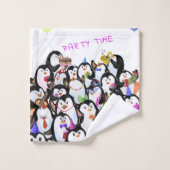 Serviettes de bain de pingouins joyeux - Texte per (Gant de toilette)
